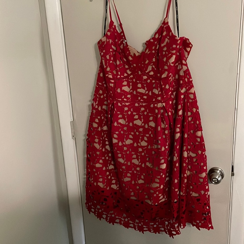 City Chic size 18 red/nude dress